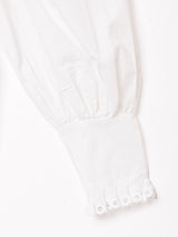 スタンドカラー レースデザイン 長袖 ホワイトブラウス