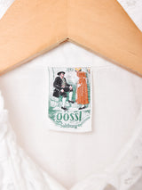 スタンドカラー レースデザイン 長袖 ホワイトブラウス