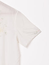 フラワー刺繍 半袖 チャイナシャツ