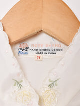 フラワー刺繍 半袖 チャイナシャツ