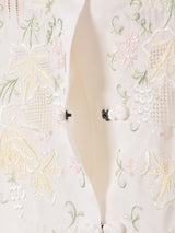 フラワー刺繍 半袖 チャイナシャツ