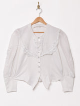 シースルー 切替デザイン 長袖ブラウス