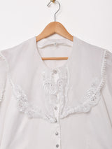 シースルー 切替デザイン 長袖ブラウス