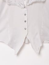 シースルー 切替デザイン 長袖ブラウス