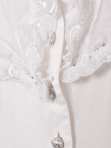 シースルー 切替デザイン 長袖ブラウス