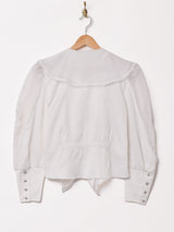 シースルー 切替デザイン 長袖ブラウス