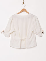 パフスリーブ Vネック ユーロブラウス