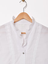 スタンドカラー パフスリーブ ユーロブラウス