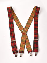 【4色展開】タータンチェック柄 ワイドサスペンダー