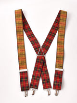 【4色展開】タータンチェック柄 ワイドサスペンダー
