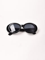 【3色展開】オーバルサングラス ブラック×スモーク