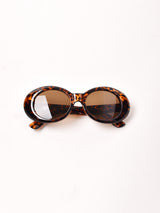 【3色展開】オーバルサングラス べっ甲×ブラウン