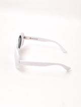 【3色展開】オーバルサングラス ホワイト×スモーク