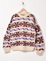 エクアドル製 総柄 ハンドニット セーター