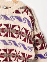 エクアドル製 総柄 ハンドニット セーター