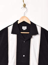 【3色展開】Backers ストライプ柄 切り替えデザイン 半袖 オープンカラーシャツ