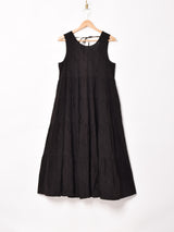 【4色展開】Emerald Motel バックリボン 織柄 ティアード スリーブレスワンピース