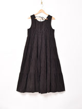 【4色展開】Emerald Motel バックリボン 織柄 ティアード スリーブレスワンピース