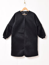 【3色展開】Meridian ベロア キルティングコート 切り替えフェイクファー