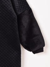 【3色展開】Meridian ベロア キルティングコート 切り替えフェイクファー