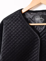 【3色展開】Meridian ベロア キルティングコート 切り替えフェイクファー