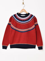 【2色展開】Elcamino ジグザグ ノルディックセーター