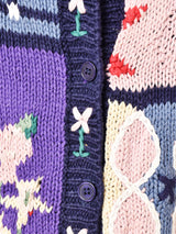 パッチワーク風 刺繍 カーディガン
