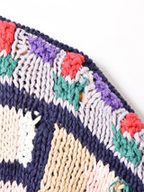 パッチワーク風 刺繍 カーディガン