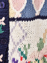 パッチワーク風 刺繍 カーディガン