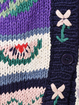 パッチワーク風 刺繍 カーディガン