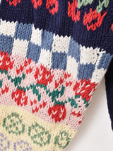 パッチワーク風 刺繍 カーディガン