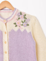 花刺繍 カーディガン