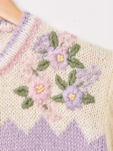 花刺繍 カーディガン