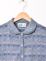 イタリア製 花柄 襟付き カーディガン