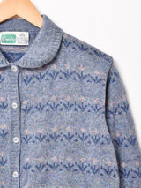 イタリア製 花柄 襟付き カーディガン