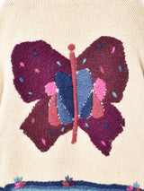 バタフライモチーフ 刺繍 ヘビーウールカーディガン