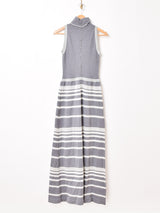 イタリア製 ラメ ボーダー タートルネック ニットワンピース