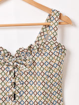 【5色展開】 Emerald Motel 総柄 ジャガード織り ビスチェ