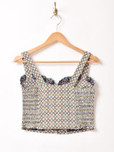 【5色展開】 Emerald Motel 総柄 ジャガード織り ビスチェ