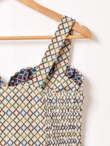 【5色展開】 Emerald Motel 総柄 ジャガード織り ビスチェ