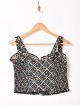 【5色展開】 Emerald Motel 総柄 ジャガード織り ビスチェ