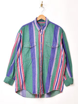 80's CHAPS ストライプ柄 長袖シャツ