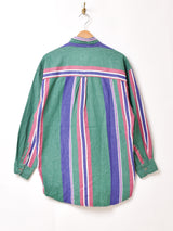 80's CHAPS ストライプ柄 長袖シャツ
