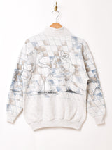 マップ柄 ハイネック スウェットシャツ