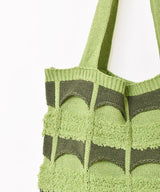 【2色展開】幾何学柄 ニット トートバッグ