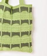 【2色展開】幾何学柄 ニット トートバッグ