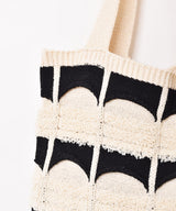【2色展開】幾何学柄 ニット トートバッグ