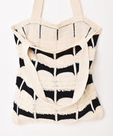 【2色展開】幾何学柄 ニット トートバッグ