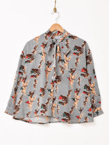 Emerald Motel 総柄 長袖 ボウタイブラウス