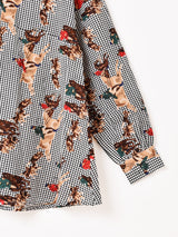 Emerald Motel 総柄 長袖 ボウタイブラウス